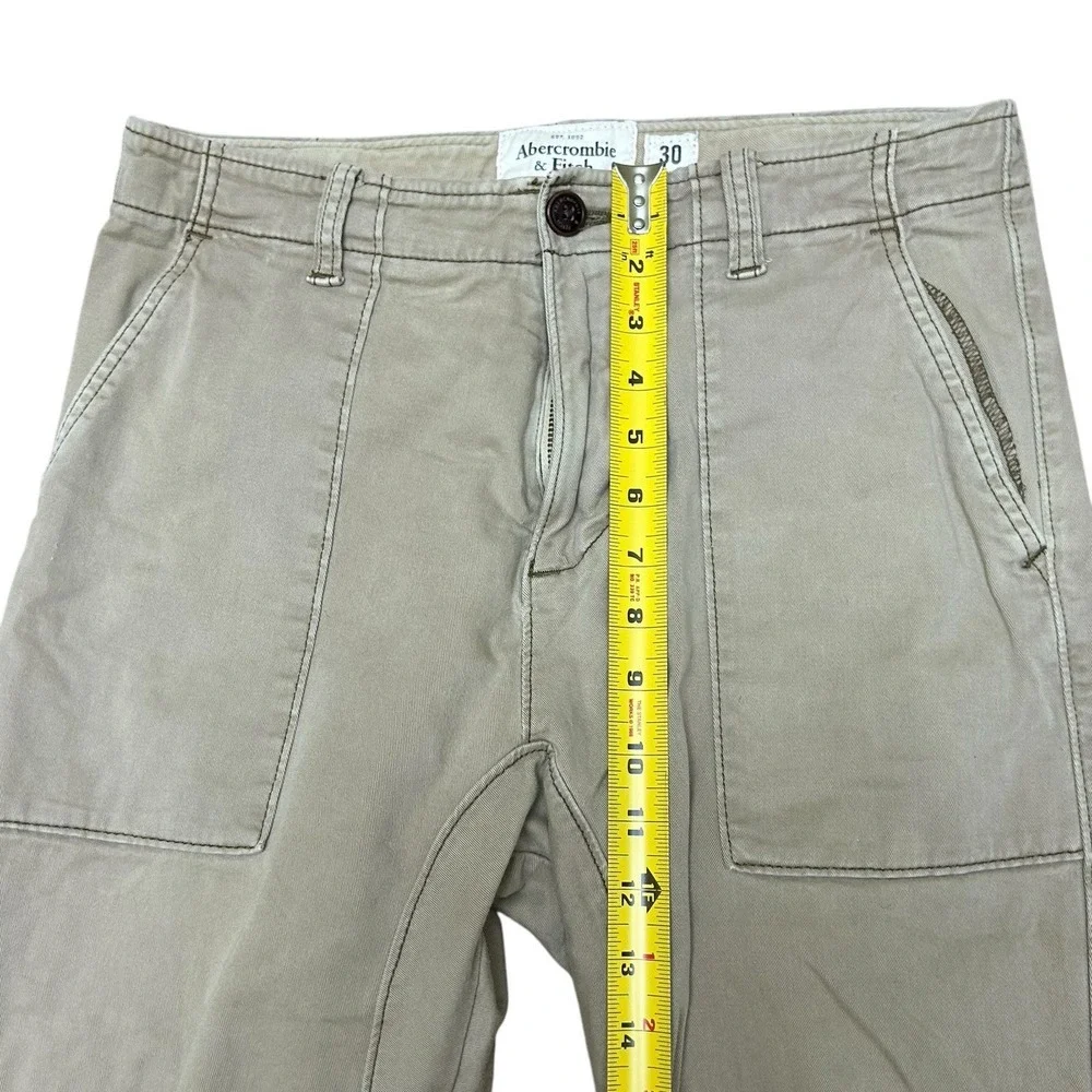 Men's Abercrombie & Fitch Cotton Drawstring Cargo Beige Joggers‎ Size 30x29